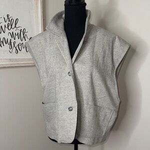 Vintage90s Evan Picone Gray Oversized Button Down Wool Vest Size 14